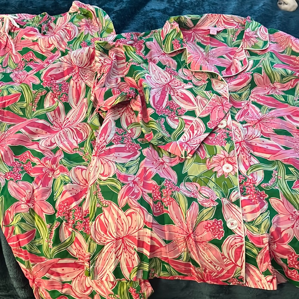 Lilly Pulitzer 100% Cotton Pajamas long sleeved full length leg